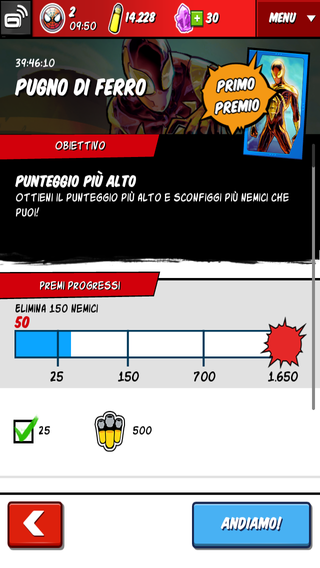 Spider-man unlimited premi eventi obiettivi
