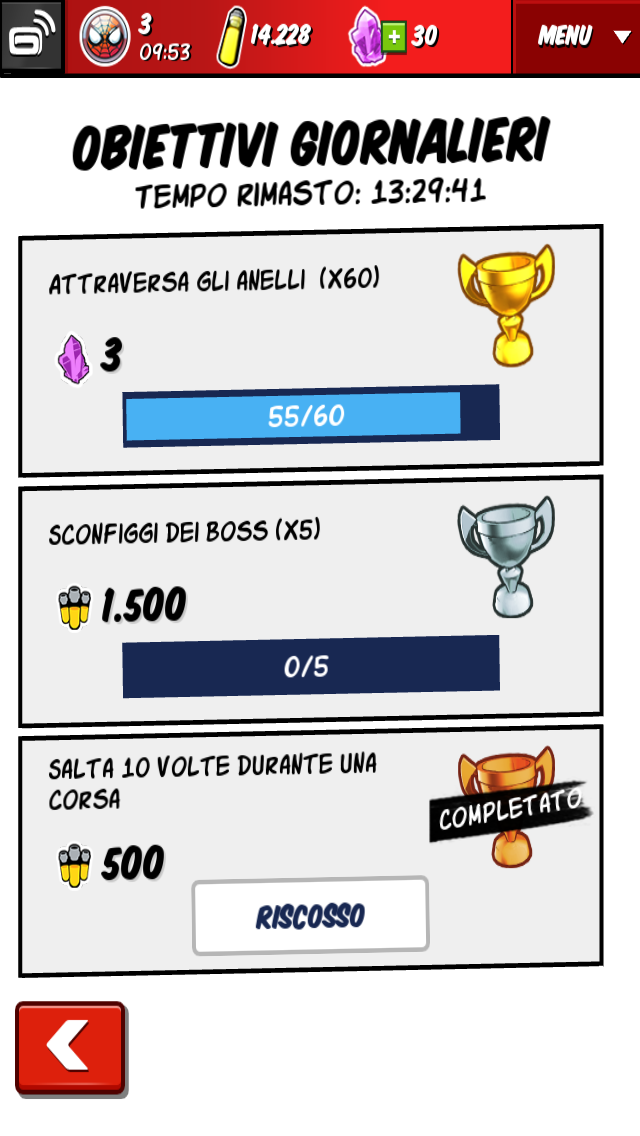 spider-man unlimited obiettivi